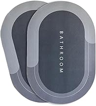 VERVENIX Doormat (Pack of 2) Quick-Dry Anti-Slip Bathroom Mat | Non-Slip Home Print Bathroom Mat | Water-Absorbing Rubber Doormat, for Home, Kitchen, Washroom, Office, Rectangular (Grey)