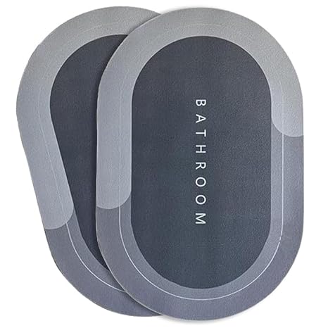 VERVENIX Doormat (Pack of 2) Quick-Dry Anti-Slip Bathroom Mat | Non-Slip Home Print Bathroom Mat | Water-Absorbing Rubber Doormat, for Home, Kitchen, Washroom, Office, Rectangular (Grey)