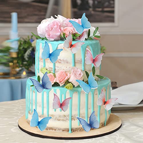Morofme 50Pcs Edible Butterfly Cupcake Topper, Fairy Butterfly Cake Toppers, 3D Colorful Wafer Paper Butterfly Cake Decorations For Wedding Birthday Baby Shower Party Supplies Food Decoration #TOP5