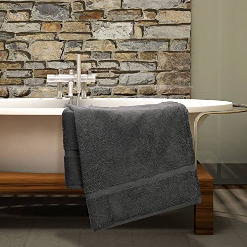Image of BC BARE COTTON Luxury Hotel & Spa Towel Turkish Cotton Bath Towels - Gray - Dobby Border - Set of 2