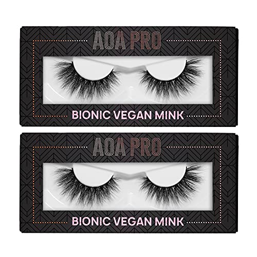 AOA Studio Pro Premium False Eyelash Bionic Eyelashes Premium Quality Vegan Mink Lashes Natural Look Reusable False Eyelash 3D Effect Voluminous Layer Super Soft Fluffy Fuller (BIA) - 2 Pairs