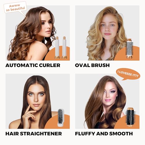 Image of 6 in ONE Blow Dryer Brush Ionic Hair Dryer Brush for Women, Hot Air Brush Hair Styling Tools 100-120V, Air Curling Iron Round Brush Blow Dryer 800W