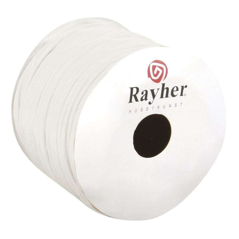 RAYHER HOBBY 5116002 Paper Cord with Wire, 2 mm, Roll 25 m, White