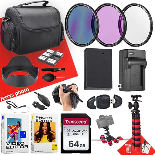 49mm Accessory Bundle for Canon EOS: R50, R100, M5, M6 Mark II, M6, R10 + 64GB Transcend SD Memory Card + Battery + Battery Charger + Filters + Spider Tripod + More (18pc Bundle)