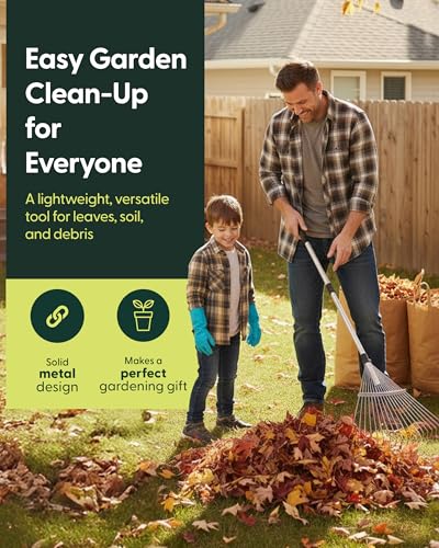 Keplin Garden Rake with Telescopic Handle, 15 Tine Expandable Metal Rake - Image 7
