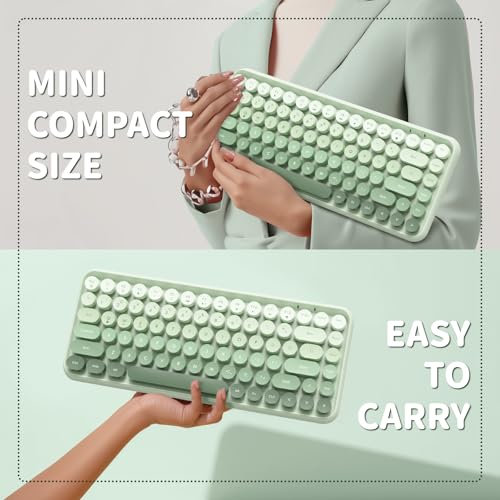 Clavier sans fil rétro bluetooth compact 84 touches QWERTY vert mignon Mac PC - 4