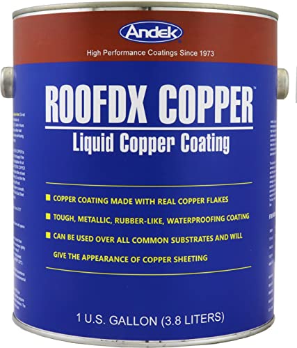 Andek RoofDX Copper, Authentic Exterior Copper Coating. Very Durable. Waterproofs and Protects the Substrate from Harsh Outdoor Weather. 1 Gallon