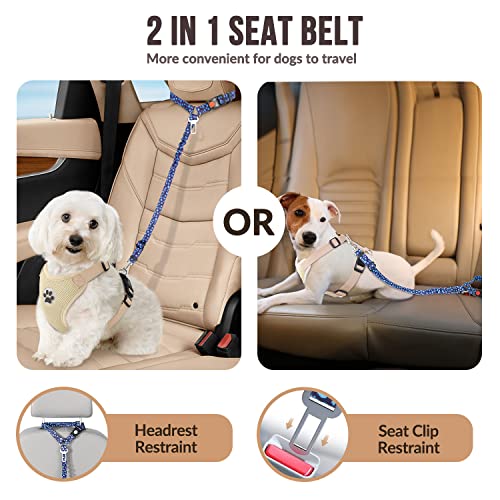Image of SlowTon Dog Seat Belt for Car, 2 Pack Dog Car Harness Seatbelt with Bungee