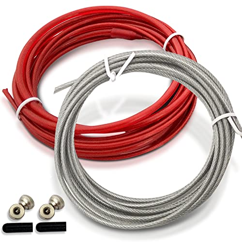 Fit Vikings Replacement Cable for Speed Jump Rope - 2 x 10ft Replacement Cords - with Screws and End Caps