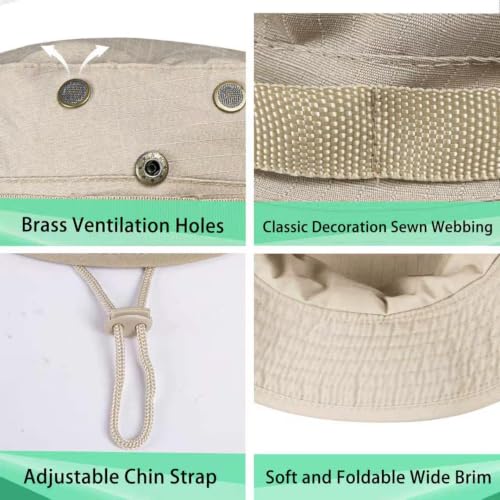 Image of Sun Hats for Men Women Boonie Hat UPF 50+ Bucket Hat Wide Brim UV Protection Fishing Hiking Safari Outdoor Hats