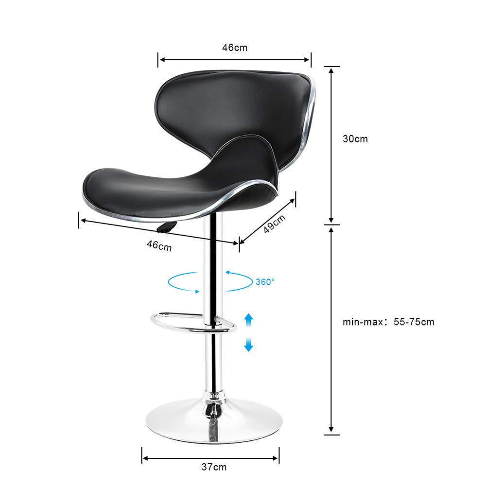 Juego de 2 taburetes con Respaldo y reposapiés de Altura Ajustable, Silla de Bar para Cocina y Comedor
