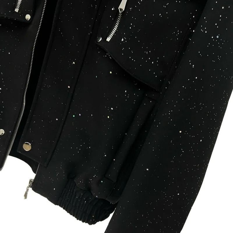 Veste courte large homme style coréen manteau cuir patchwork noir - 6