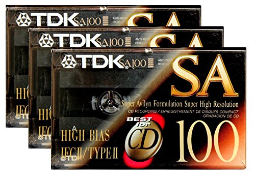 (3-Pack) TDK SA 100 Audio Cassette Tape Super Avilyn High Resolution SA100 BIAS IEC II