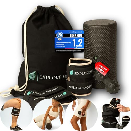 Explore Motion Original Akupressur Knie-Bandage Set 5in1 | mit Faszienrolle, Triggerball & Beutel zur Unterstützung von Regeneration | Balance & Entspannung im Alltag & Sport Explore Motion Original Akupressur Knie-Bandage Set 5in1 | mit Faszienrolle, Triggerball & Beutel zur Unterstützung von Regeneration | Balance & Entspannung im Alltag & Sport