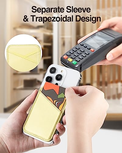 Image of Miroddi for MagSafe Wallet, Strongest Magnetic Card Holder for iPhone 17 /16 /15 /14 /13 /12 Series, Ultra-Thin Leather Magnetic Phone Wallet with 2 Card Slots, RFID Blocking, No More Falling, Lemon Yellow