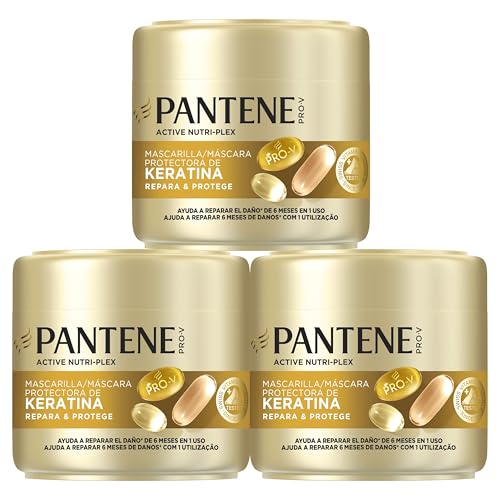 Pantene Pro-V Repara Y Protege Mascarilla Protectora De Keratina 3X300ml Para Pelo Seco Y Dañado. Ayuda A Reparar 6 Meses De Daños En Un Solo Uso