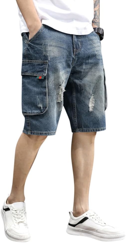 Short En Jean D'Été Homme Pantalon Court Denim Casual Jean Bermuda