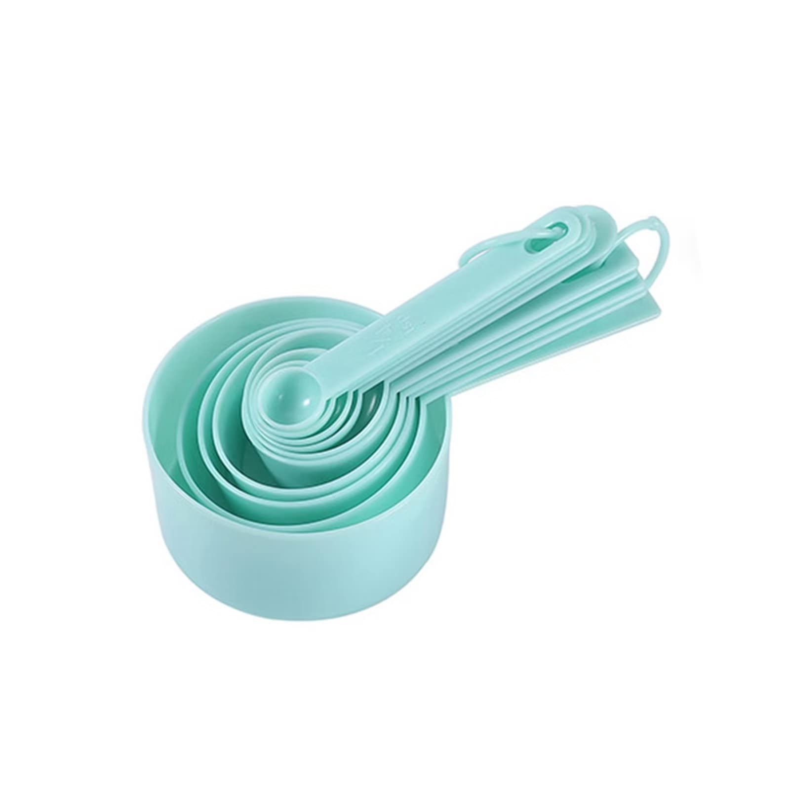 10PCS Measuring Cups and Spoons Set, Stackable Plastic Measuring Spoons Cups Small Tablespoon Teaspoons with Graduated for Dry and Liquid Ingredient(Green)