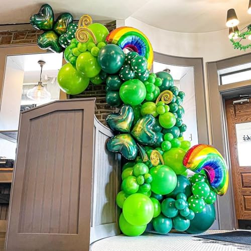 Image of Green Balloons Set, 65pcs 12in Dark Light Green Balloons, Green Confetti Latex Party Balloon for St. Patrick's Day Jungle Forest Themed Birthday Decorations