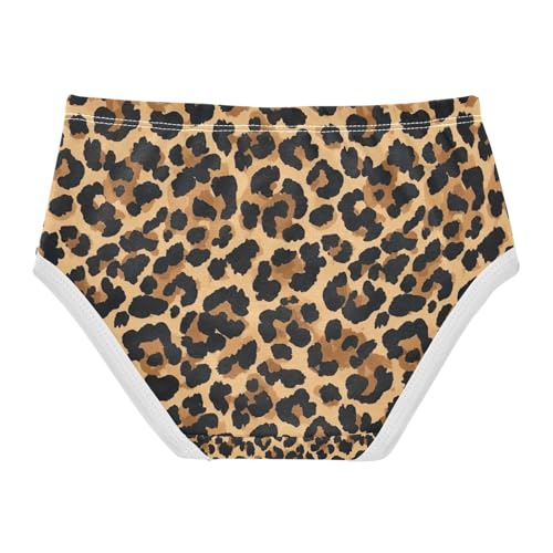 Girls Underwear, Leopard Spots Beige Toddler Panties, Cotton Girls Underwear, 2T–8 Years2