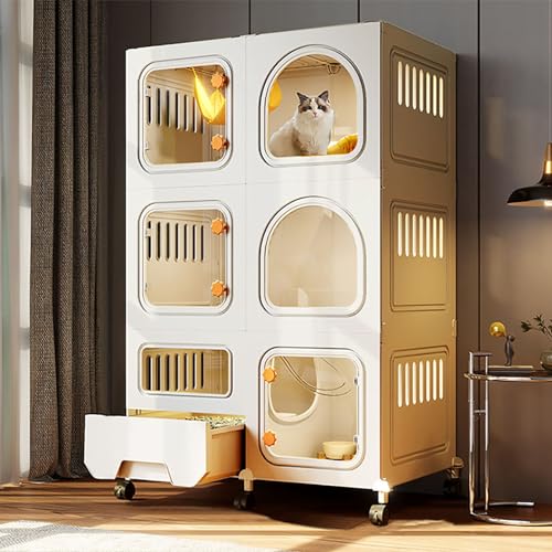 Large Cat Cage Indoor Enclosure with Litter Box, Spacious and Sturdy Design, Good Breathability, DIY Assembly, Ideal for Cats