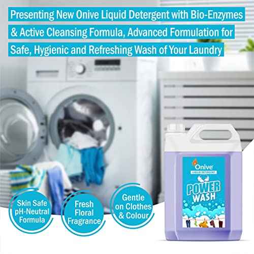 Image of PowerWash Liquid Detergent 5 Litre for Top Load Front Load, Tough Stain Removal in Laundry, Detergent Liquid for Washing Machine - 5 Ltr