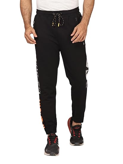 Men's Regular Fit Trackpants - Black/Camouflage