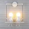 FSTH Bambola di Moda Semplice Swing Bambini Lampada da Parete Soggiorno Moderno Camera da Letto Creativa Applique da Comodino Luce Vacanza/Regalo di Nozze (Bianco-2)