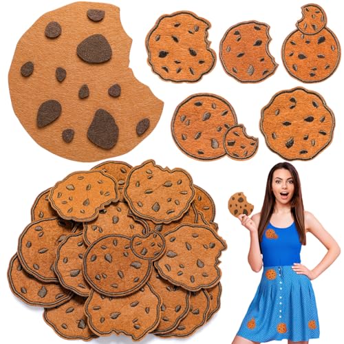 Breling 25 Pcs Halloween Cookie Costume Accessories Monster Costume Chocolate Chip Cookie Patches Decorations Monster Outfit Applique DIY Props Accessories Halloween Party Supplies for Men Women