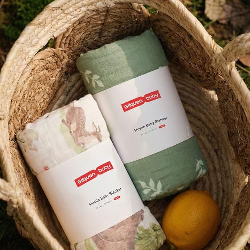 Image of GLLQUEN BABY Blankets for Boys Girls, Soft Muslin Cotton Front Dotted Fleece Backing, Nursery Minky Crib Blanket for Infant Toddler, 30 x 40 inches Throw Blanket, Woodland Animals