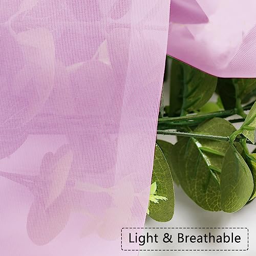 Image of Chyhomenyc Pink Sheer Valances for Window 2 Pack, 42Wx14L Inches Small Sheer Cafe Curtains for Living Room Bathroom Study Cafe Laundry Basement, Cute Rod Pocket Voile Valance