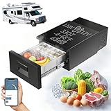 12V Car Drawer Refrigerator 33QT(31L), 30° Anti-Shaking RV Car Portable Refrigerator, -4℉-68℉, APP Control, 12/24V DC, 45dB, Adjustable Shelves, RV Fridge Freezer for Truck Van SUV Road Trip Camping