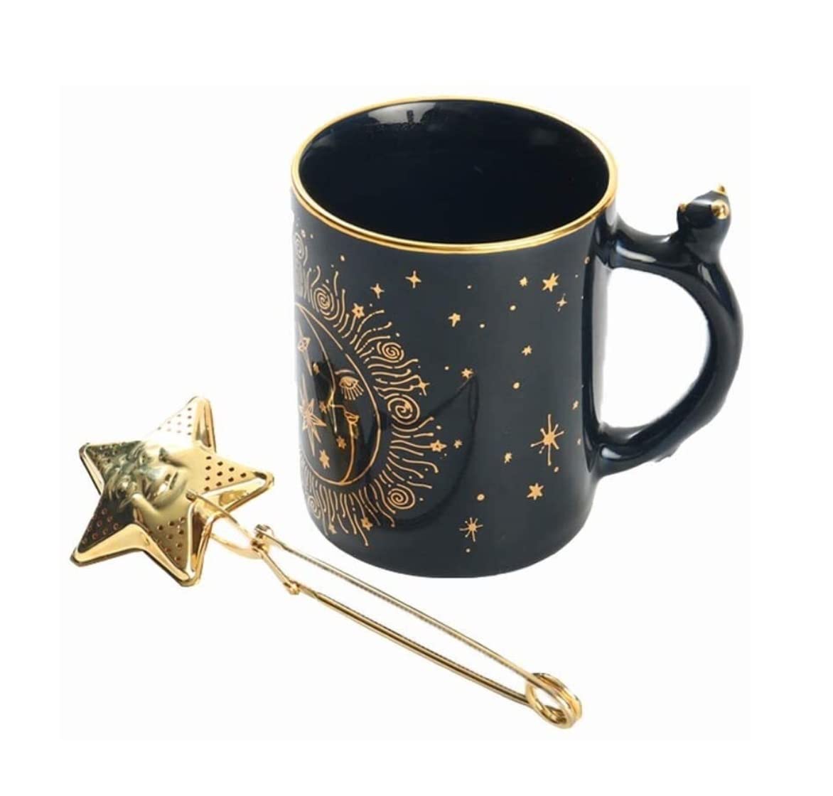 Taza de Café de Té Taza Clásica De Pareja De Estrellas, Taza De Cerámica, Taza De Café Con Cielo Estrellado En Blanco Y Negro, Taza De Moda, Regalo Multifuncional para té de la tarde