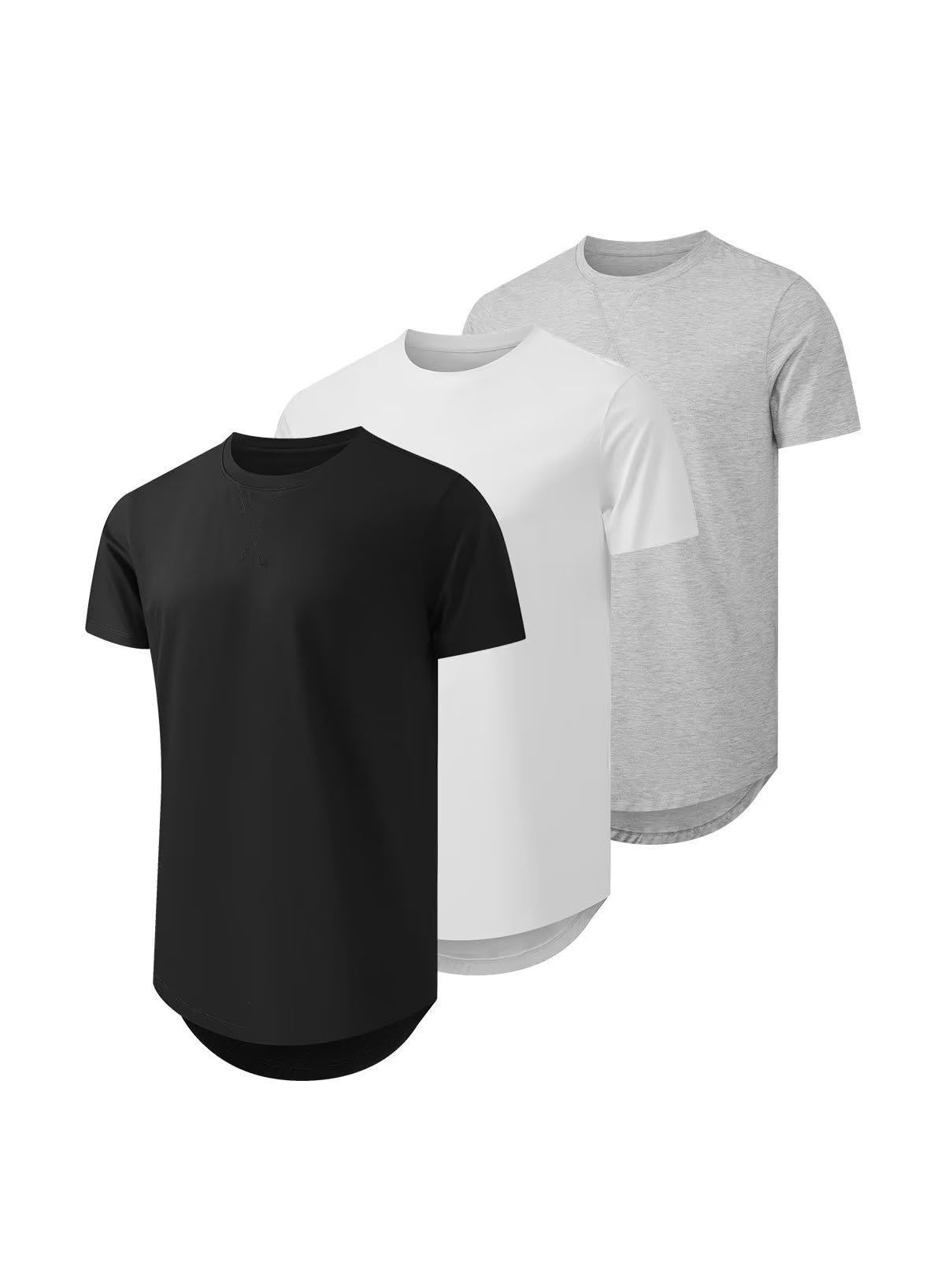 JMIERR 3 Pack T Shirt Herren Sommer Basic Einfarbig T-Shirt Baumwolle Slim Fit Hemd Kurzarm Sportwear
