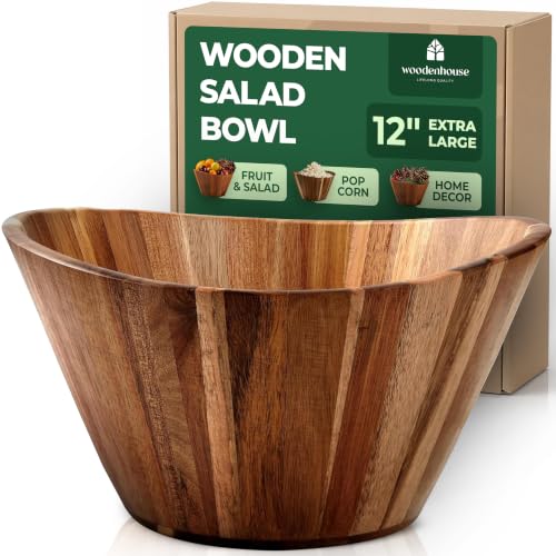Extra Large Wooden Salad Bowl - Acacia 12 Multi-Purpose Wood Bowls