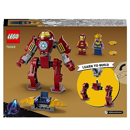LEGO 76263 Marvel La Hulkbuster d’Iron Man Contre Thanos, Jouet pour Enfants Dès 4 Ans, Action de Super-Héros Basée sur Avengers : Infinity War, avec Figurine à Construire, Avion et 2 Minifigurines