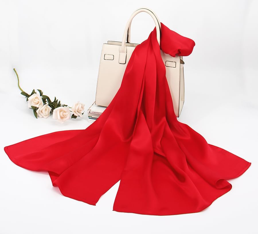 ANDANTINO 100% Mulberry Silk Long Scarf for Women Large Shawls for Headscarf and Neck- Oblong Hair Wraps with Gift Packed - Image 2