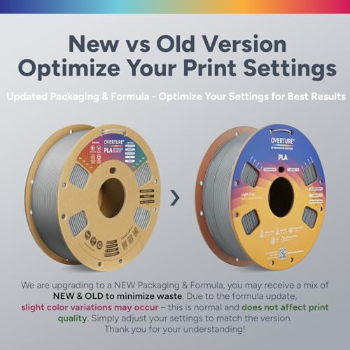 Image of OVERTURE PLA Filament 1.75mm, Neatly Wound 3D Printer Filament 1kg Spool (2.2lbs), Dimensional Accuracy + /- 0.02 mm, Fit Most FDM 3D Printers (Light Gray)