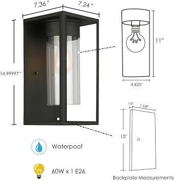 EGLO Outdoor Wall Light, Matte Black, 203033A