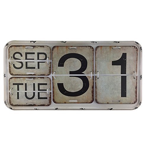 Metal Perpetual Calendar Iron & PVC Wall Desk Calendar Flip acabado acabado para la decoración de la oficina en casa 15.7”x7.9”x0.7”