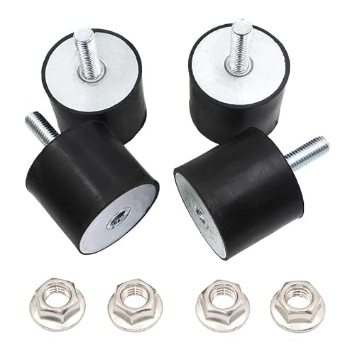 EASYEAH - EASYEAH M12 Rubber Vibration Isolator Mounts Single Stud Shock Absorber Mechanical Vibration Damping Anti Vibration Silent-Blocks for Motors Compressors Pumps, 4pcs M12x37-60x50mm, 4pcs M12 LockNuts