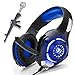 Produktbild Gaming Headset für PS4 PC Xbox One, LED Licht Crystal Clarity Sound Professional Gaming Kopfhörer mit Mikrofon für Laptop Mac Handy Tablet Blau