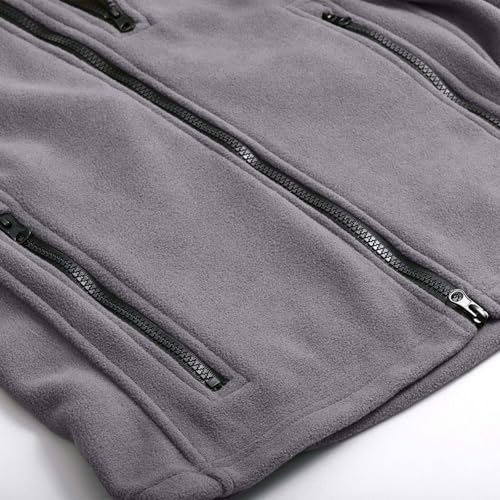 Cambkatl Mens Stand Collar Fleece Tactical Jackets - Zip Up Casual Long Sleeve Warm Winter Outdoor Coat with Zipper Pockets4