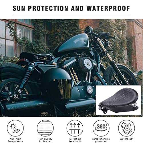 Image of DREAMIZER Motorcycle Seat Cushion Driver Solo Seats with Spring Bracket PU Leather Compatible with Harley Honda Yamaha Kawasaki Sportster Iron 883 1200 Chopper Bobber Cafe Racer-Crocodile Style