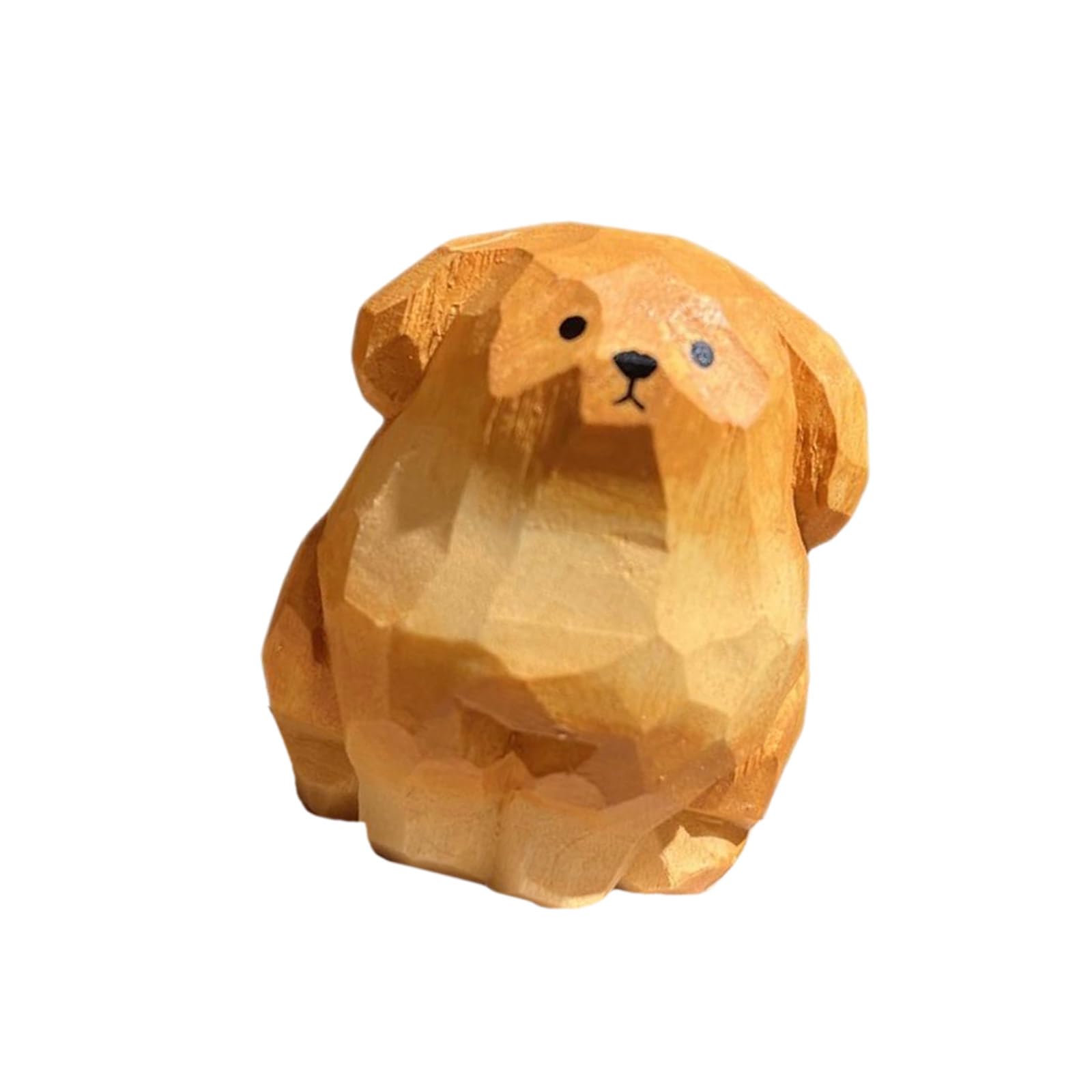 Handcrafts Wood Golden Retrievers Figurine Miniature Small Puppy Dog Statue Ornament For Home Decors And Pet Lover Wood Carved Dog Statue