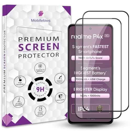 Image of Premium Tempered Glass Screen Protector Guard For Realme P4X 5G (6.72 Inch, Pack of 2) | Edge to Edge Coverage With Easy to installation kit