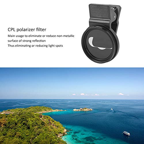 Filtro CPL de 37 mm para smartphone y clip para eliminar reflejos 2