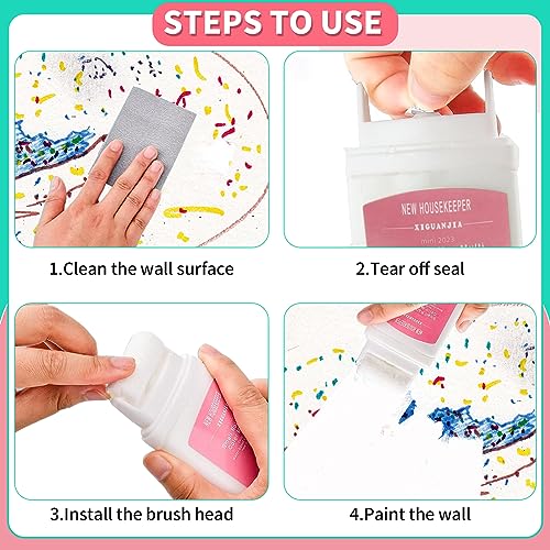 2 Stück Wandfarbe ausbessern weiß, Wandreparatur-rollbürste mit wandreparaturpaste, Farbroller wandfarbe, Farbe wand, Fleckenentferner wand für Graffiti Kratzer Flecken Risse und Beschädigte Wände
