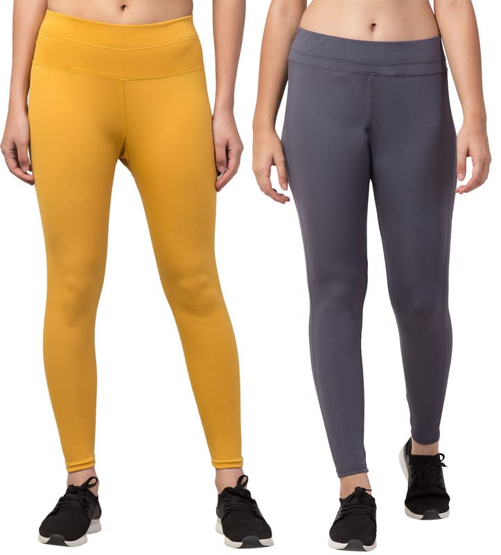 Image of BLUECON Gym wear Leggings Ankle Length Workout Pants | Stretchable Tights | Mid Waist Sports Fitness Yoga Track Pants for Girls & Women (Pack of 2)