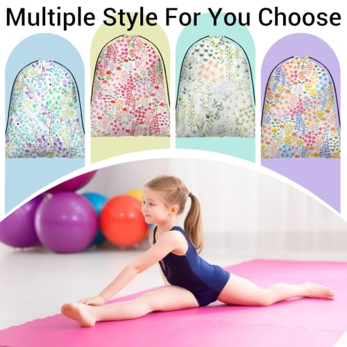 Image of Pink Floral Gymnastics Grip Bag Small Portable Drawstring Storage Pouch Bag for Gym